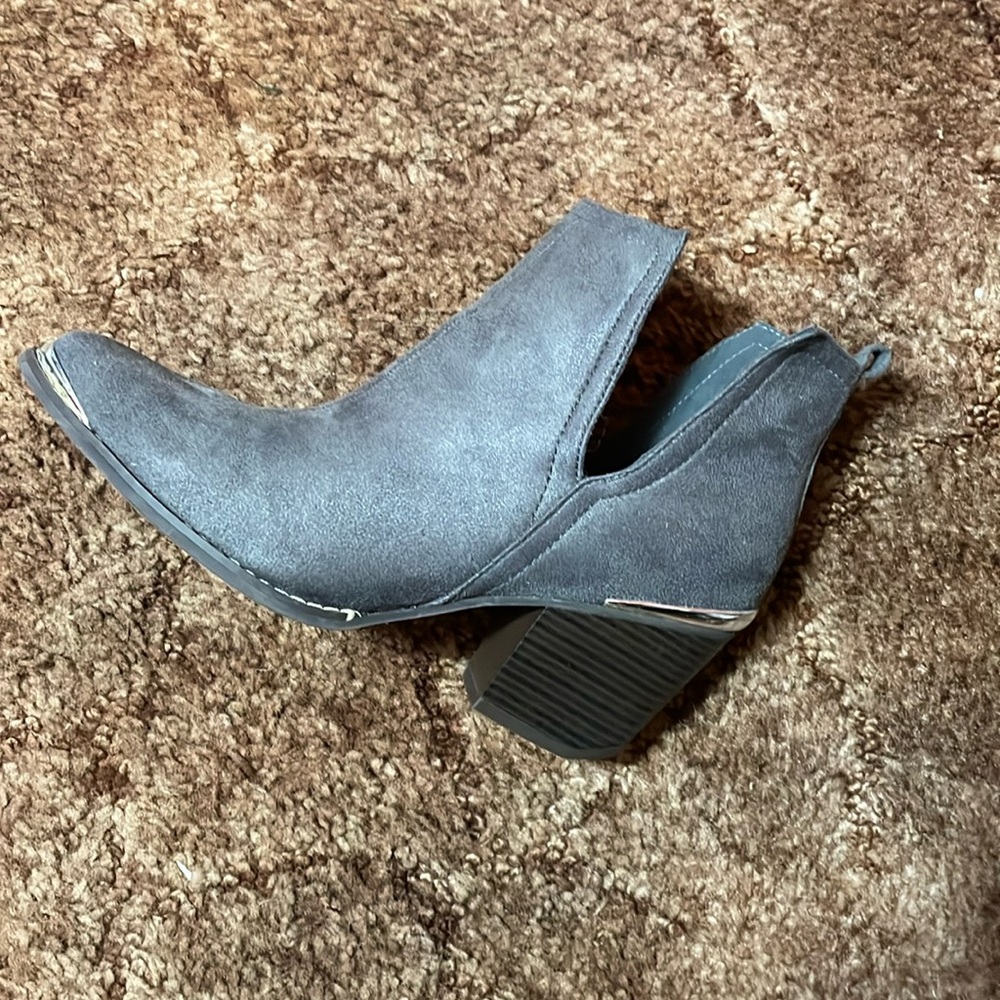 Grey suede booties